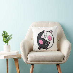 Yin Yang Slapende Katten In Zwart En Wit Kussen