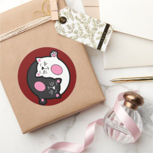 Yin Yang Slapende Katten In Zwart En Wit Ronde Sticker