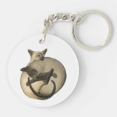 Yin Yang Sleeping Siamese Cats Sleutelhanger (Achterkant)