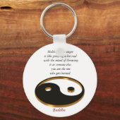 Yin Yang sleutelhanger met Boeddha citaat (Voorkant)