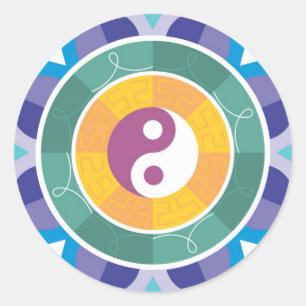Yin yang spirituality east mandala goodluck charm ronde sticker