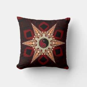 Yin Yang Star Dark Red+Black Cushion / Coussin
