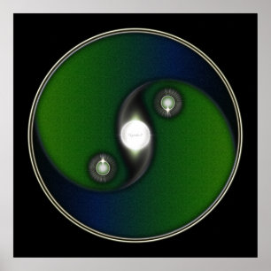 Yin Yang Sun Green Blue Poster