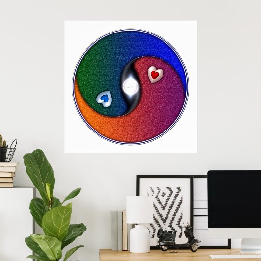 Yin Yang Sun Valentijn Love Poster (Thuiskantoor)
