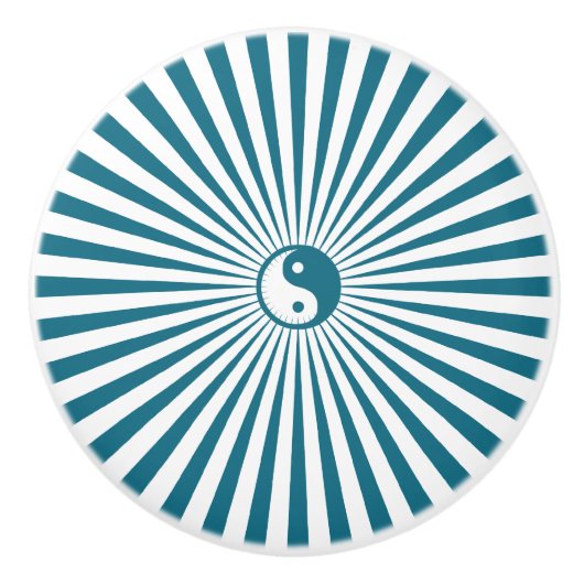 Yin-Yang Sun Wheel-Blue/White Keramische Knop (Voorkant)