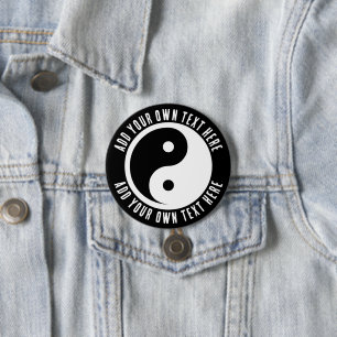 Yin Yang Symbol - massief tattoo ontwerp 2 Ronde Button 7,6 Cm