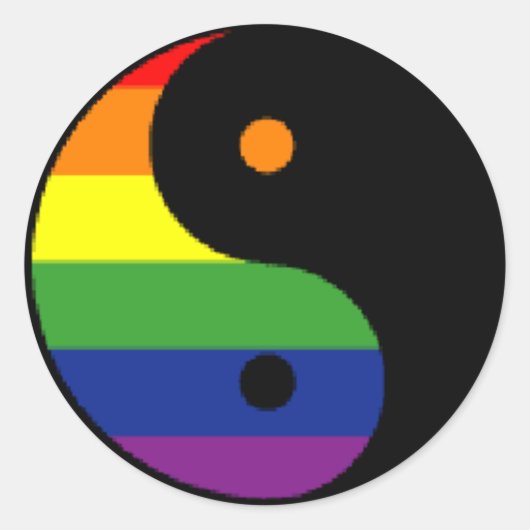 Yin-Yang-Symbol-Rainbow Ronde Sticker (Voorkant)
