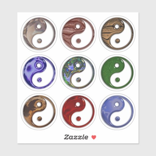 Yin Yang Symbol Texture Set van 9 Sticker (Vel)