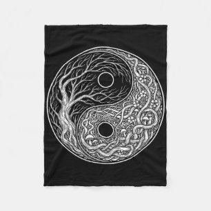 Yin Yang Symbool Levensboom, Tai Chi, Qigong, Yog Fleece Deken