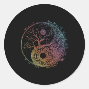 Yin Yang-symbool, Levensboom, Tai Chi, Qigong, Yog Ronde Sticker
