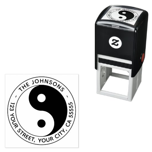 Yin yang symbool modern retouradres  zelfinktende stempel (In situ)