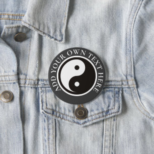 Yin Yang Symbool - ontwerp van vast tattoo Ronde Button 7,6 Cm