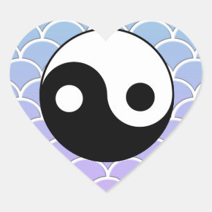 Yin Yang Symbool op Wave Achtergrond Hart Sticker