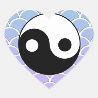Yin Yang Symbool op Wave Achtergrond Hart Sticker