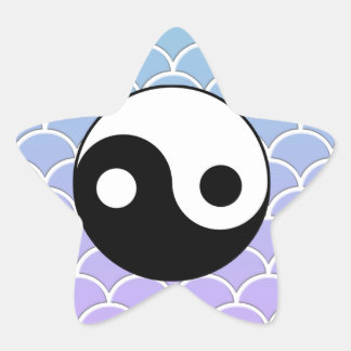 Yin Yang Symbool op Wave Achtergrond Ster Sticker