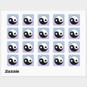 Yin Yang Symbool op Wave Achtergrond Vierkante Sticker (Vel)