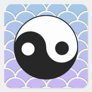 Yin Yang Symbool op Wave Achtergrond Vierkante Sticker