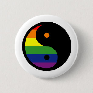 Yin-Yang-Symbool-Regenboog Ronde Button 5,7 Cm