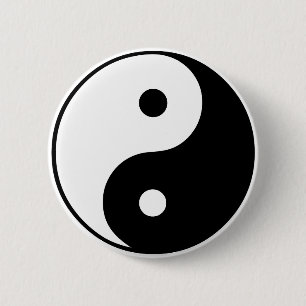 Yin Yang Symbool: Ronde Button 5,7 Cm