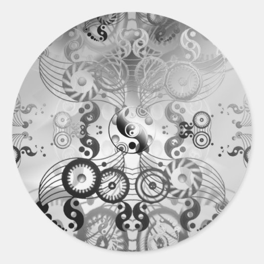 Yin yang-symbool ronde sticker (Voorkant)