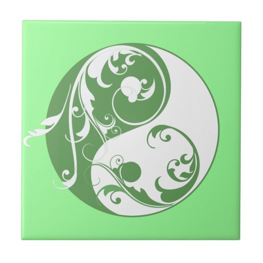 Yin Yang Symbool schuiven (groen) Tegeltje (Voorkant)