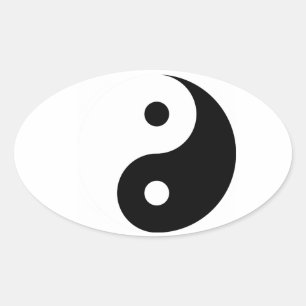 Yin Yang Symbool, Taoïsme Ovale Sticker