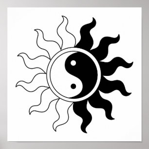 Yin Yang symbool zon Poster