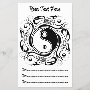 Yin & Yang Symbool Zwart en Wit Tattoo Stijl Flyer