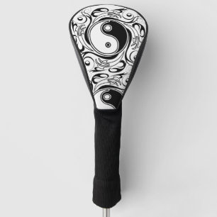 Yin & Yang-symbool Zwart en Wit Tattoo Stijl Golfheadcover