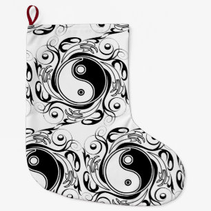 Yin & Yang Symbool Zwart en Wit Tattoo Stijl Grote Kerstsok