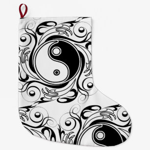 Yin & Yang Symbool Zwart en Wit Tattoo Stijl Grote Kerstsok