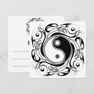 Yin & Yang Symbool Zwart en Wit Tattoo Stijl Kaart