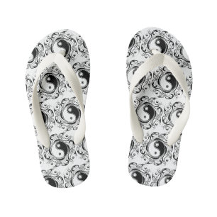 Yin & Yang Symbool Zwart en Wit Tattoo Stijl Kinder Teenslippers