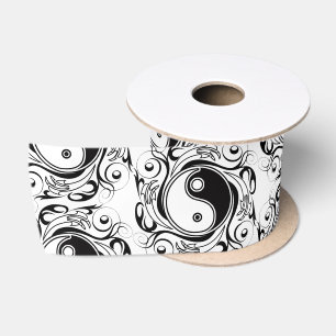 Yin & Yang-symbool Zwart en Wit Tattoo Stijl Lint