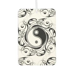 Yin & Yang Symbool Zwart en Wit Tattoo Stijl Luchtverfrisser