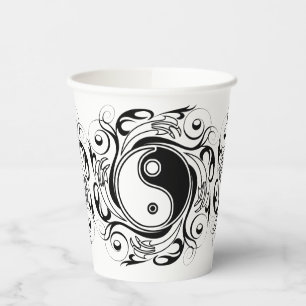 Yin & Yang-symbool Zwart en Wit Tattoo Stijl Papieren Bekers