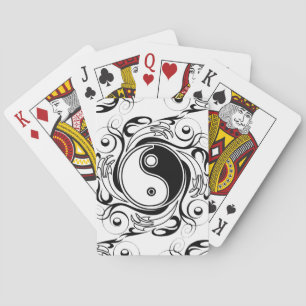 Yin & Yang Symbool Zwart en Wit Tattoo Stijl Pokerkaarten