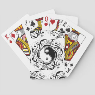Yin & Yang Symbool Zwart en Wit Tattoo Stijl Pokerkaarten
