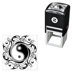 Yin & Yang Symbool Zwart en Wit Tattoo Stijl Zelfinktende Stempel