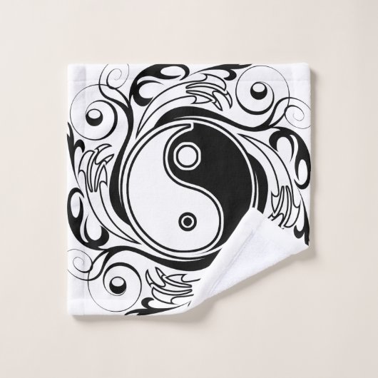 Yin & Yang Symbool Zwart-wit Tattoo Stijl Bad Handdoek (Wasdoekje)
