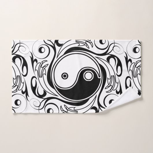 Yin & Yang Symbool Zwart-wit Tattoo Stijl Bad Handdoek (Handdoek)