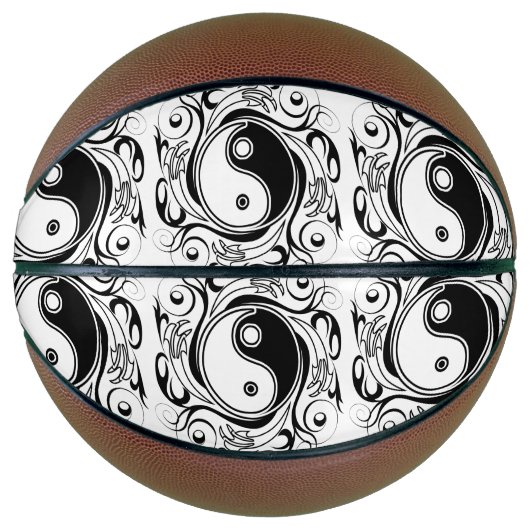 Yin & Yang Symbool Zwart-wit Tattoo Stijl Basketbal (Voorkant)