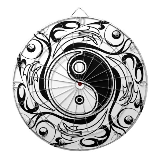 Yin & Yang Symbool Zwart-wit Tattoo Stijl Dartbord (Voorkant)