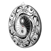 Yin & Yang Symbool Zwart-wit Tattoo Stijl Dartbord (Voorkant Rechts)