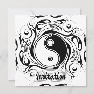 Yin & Yang Symbool Zwart-wit Tattoo Stijl Kaart
