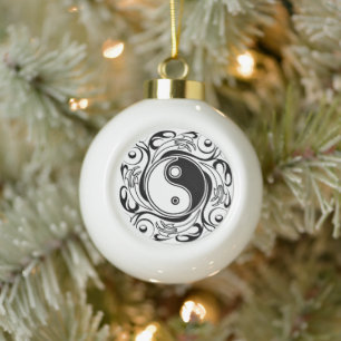 Yin & Yang Symbool Zwart-wit Tattoo Stijl Keramische Bal Ornament