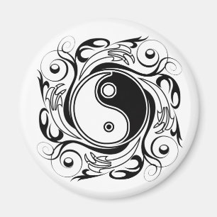 Yin & Yang Symbool Zwart-wit Tattoo Stijl Magneet