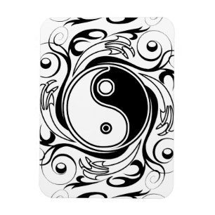 Yin & Yang Symbool Zwart-wit Tattoo Stijl Magneet