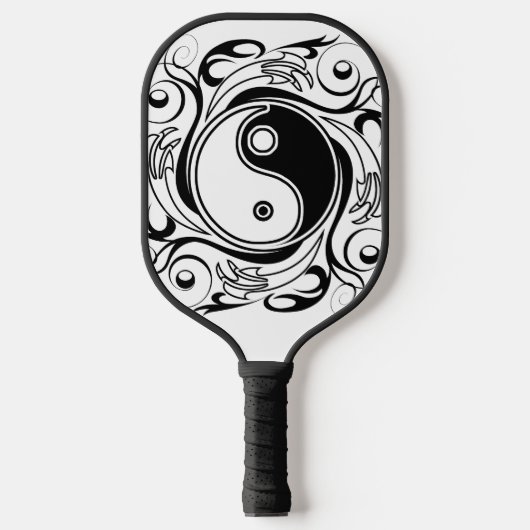 Yin & Yang Symbool Zwart-wit Tattoo Stijl Pickleball Paddle (Voorkant)