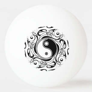 Yin & Yang Symbool Zwart-wit Tattoo Stijl Pingpongballen